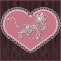 Graphical illustration of the heart with the sign of the zodiac Royalty Free Stock Photo