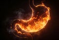 Graphical presentation of burning stomach problem affecting human health related to gastric acid and digestive process Royalty Free Stock Photo