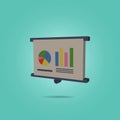 Graphical indicators on the presentation isometric icon. Simple color vector of science icons for ui and ux, website or mobile