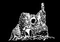 Graphical kalamite fortress isolated on black, Inkerman,Crimea. Vector illustration