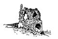 Graphical kalamite fortress isolated on white, Inkerman,Crimea