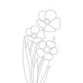 Graphical line art design of flower illustration for coloring page