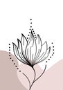 Graphical lotus flower illustration. Floral line art pattern background Royalty Free Stock Photo
