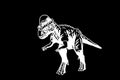 graphical Pachycephalosaurus standing on black,vector engraved illustration,dinosaur Royalty Free Stock Photo