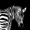 Graphical portrait of zebra isolated on white background, vector illustration for printing. Royalty Free Stock Photo