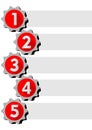 Graphical presentation of the working process in five steps with gear elements