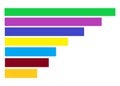 A graphical representation of blank horizontal bars of a graph chart with different color bars white backdrop