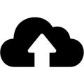 The graphical representation of cloud upload symbol indicating data transfer to cloud storage services Royalty Free Stock Photo