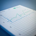 Graphical representation featuring two line graphs on a grid paper.