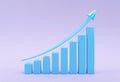 Graphical Representation of Growth and Achievement An Overview of UpwardTrending Blue Bars Against Lavender Backgrounds Royalty Free Stock Photo