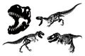 Graphical set of dinosaurs isolated on white background,vector illustration