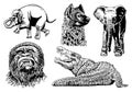 Graphical set of elephants isolated on white background, vector illustration Royalty Free Stock Photo