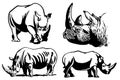 Graphical set of rhinos isolated on white background,vector elements Royalty Free Stock Photo