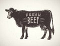 Graphical silhouette cow. Royalty Free Stock Photo