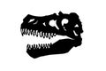 Graphical silhouette of skull of tyrannosaurus isolated on white, vector element