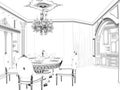 Graphical sketch of an interior apartment.