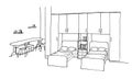 Graphical sketch of an interior children`s room