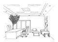 Graphical sketch of an interior office, reception Royalty Free Stock Photo