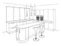Graphical sketch, the kitchen