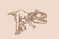 Graphical sketch of tyrannosaurus rex,angry dinosaur. Vector vintage illustration