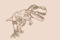 Graphical sketch of tyrannosaurus rex,angry dinosaur. Vector vintage illustration