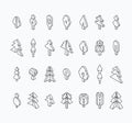 Graphical tree set, isometric line style Royalty Free Stock Photo