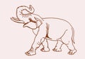 Hand-drawn vintage sketch of elephant, vector sepia illustration