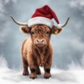 graphics brown cow in Santa\'s hat christmas graphics Royalty Free Stock Photo