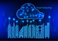 graphics building of a city with cloud concept data transfer cloud computing technology vector illustration Royalty Free Stock Photo