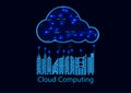 graphics building of a city with cloud concept data transfer cloud computing technology vector illustration