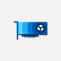 Computer graphics expansion card blue material design icon Royalty Free Stock Photo