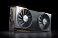 Graphics card. Modern gaming GPU graphics processing unit on black