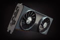 Graphics card. Modern gaming GPU graphics processing unit on black