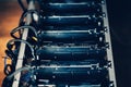 Six Graphics cards connected mining crypto currencies. Bitcoin, ethereum and altcoins mining industry