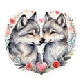 graphics of a charming couple of foxes in love