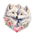 graphics of a charming couple of foxes in love