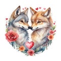 graphics of a charming couple of foxes in love