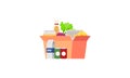 Cartoon of donation food box isolated on white background Royalty Free Stock Photo