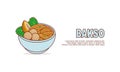 Delicious bakso in a bowl logo, traditional food from Indonesian