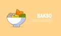 Delicious bakso in a bowl logo, traditional food from Indonesian