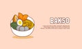 Delicious bakso in a bowl logo, traditional food from Indonesian