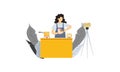 Web bloggers, vloggers, or content makers isolated illustration