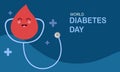 World diabetes day background, blood glucose testing meter and insulin production concept illustrati