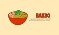 Delicious bakso in a bowl logo, traditional food from Indonesian