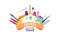Travel Time Logo With Famous Buildings illustration logo
