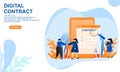 Landing page contract digital internet blue solid illustration