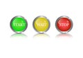Graphics design glossy round symbols buttons color green yellows red for icons mean start wait stop vector illustration Royalty Free Stock Photo