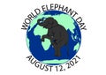 Graphics drawing elephant Asian concept world elephant day, isolated white background vector Illustration Royalty Free Stock Photo
