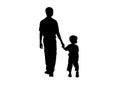 Graphics drawing silhouette father and son walking holding hands vector illustration isolated white background Royalty Free Stock Photo
