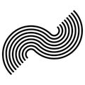 Graphics, icon, symbol made of parallel curved lines. Camber, flexure lines element